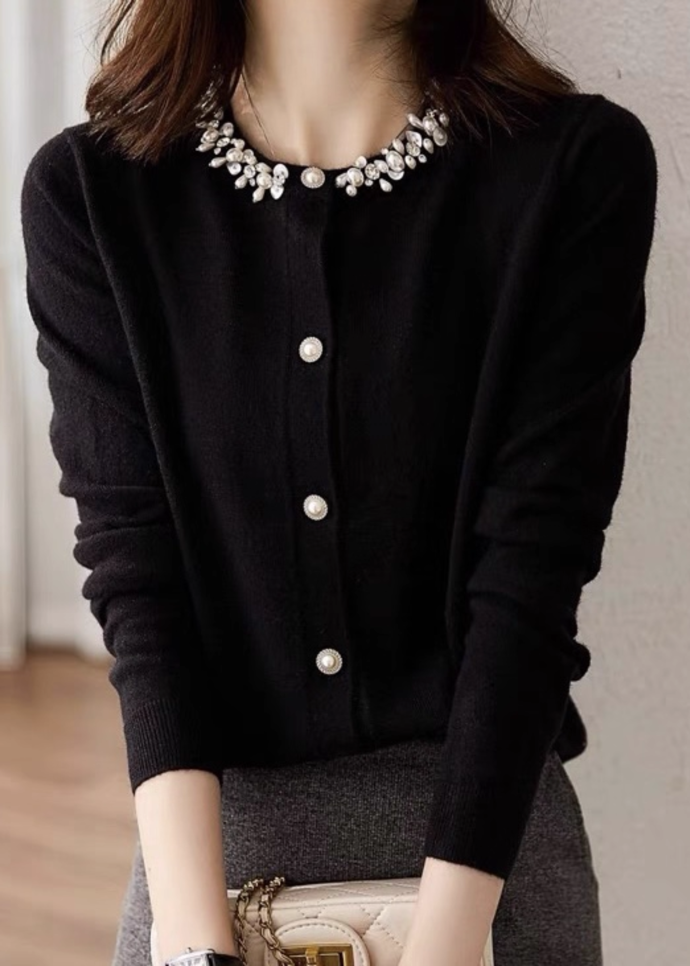 Auberge pearl パール カーディガン ブラック Auberge pearl パール Auberge pearl パール カーディガン ブラック Auberge pearl パール